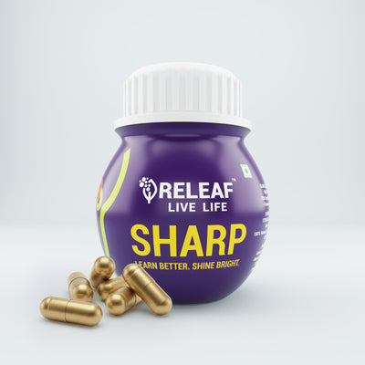 Sharp Ayurvedic Herbal Capsules with Brahmi, Ashwagandha & Kumkuma, Supports Cognitive Wellness & Focus, 60 Veg Capsules – 300 mg each