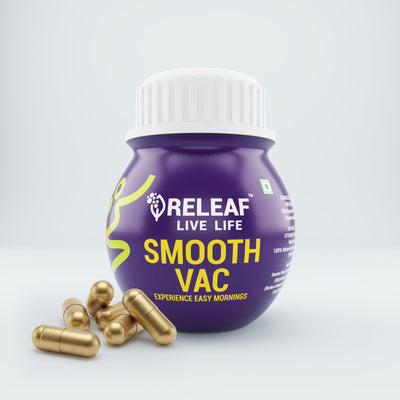 Smooth Vac For Gentle Constipation Relief, Ayurvedic Capsules with Senna, Licorice, & Triphala, Vegan & Sugar-Free Support, 60 Veg Capsules – 500 mg each