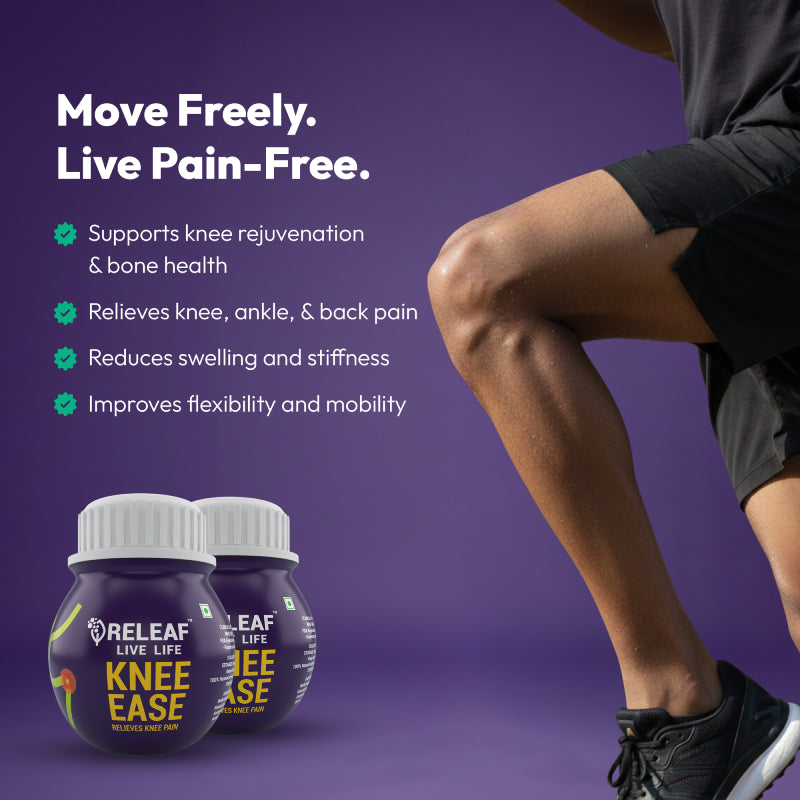 Knee Ease Ayurvedic Knee Rejuvenator & Pain Relief Supplement, Herbal Blend with Madhu Karkati, Kunduru, Haridra & Maricha, 60 Veg Capsules – 600mg each