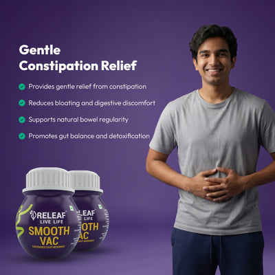 Smooth Vac For Gentle Constipation Relief, Ayurvedic Capsules with Senna, Licorice, & Triphala, Vegan & Sugar-Free Support, 60 Veg Capsules – 500 mg each